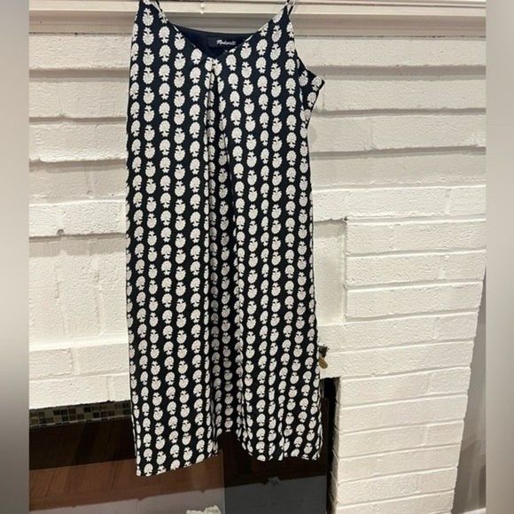 Madewell Silk Trapeze Dress Size XS Bloomstamp Black and White Ditsy Floral - Picture 3 of 8